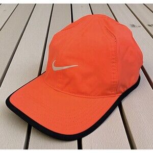 NIKE Featherlight Tennis Hat Adult Orange Adjustable Running Dri-Fit NEW